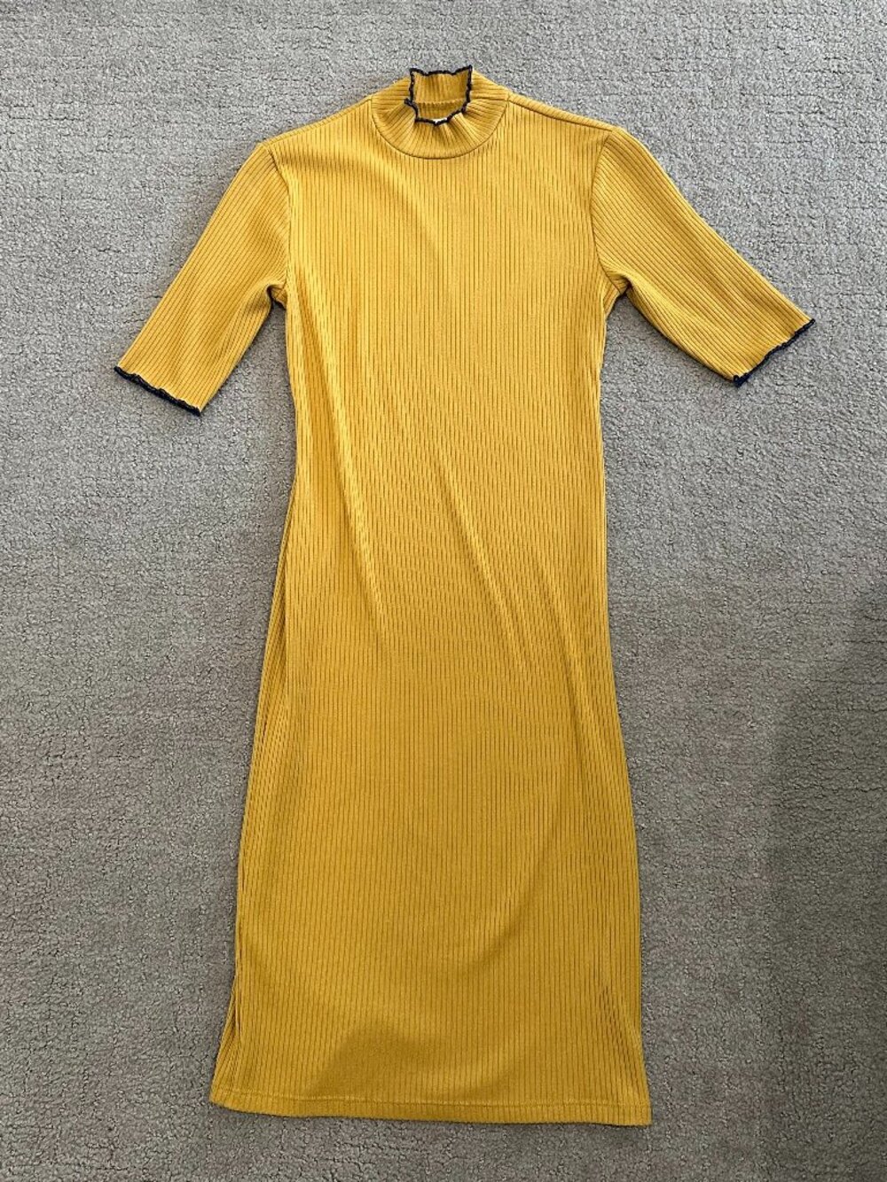 Urban Outfitters Mustard Yellow Ribbed Midi Dress - Size XS
